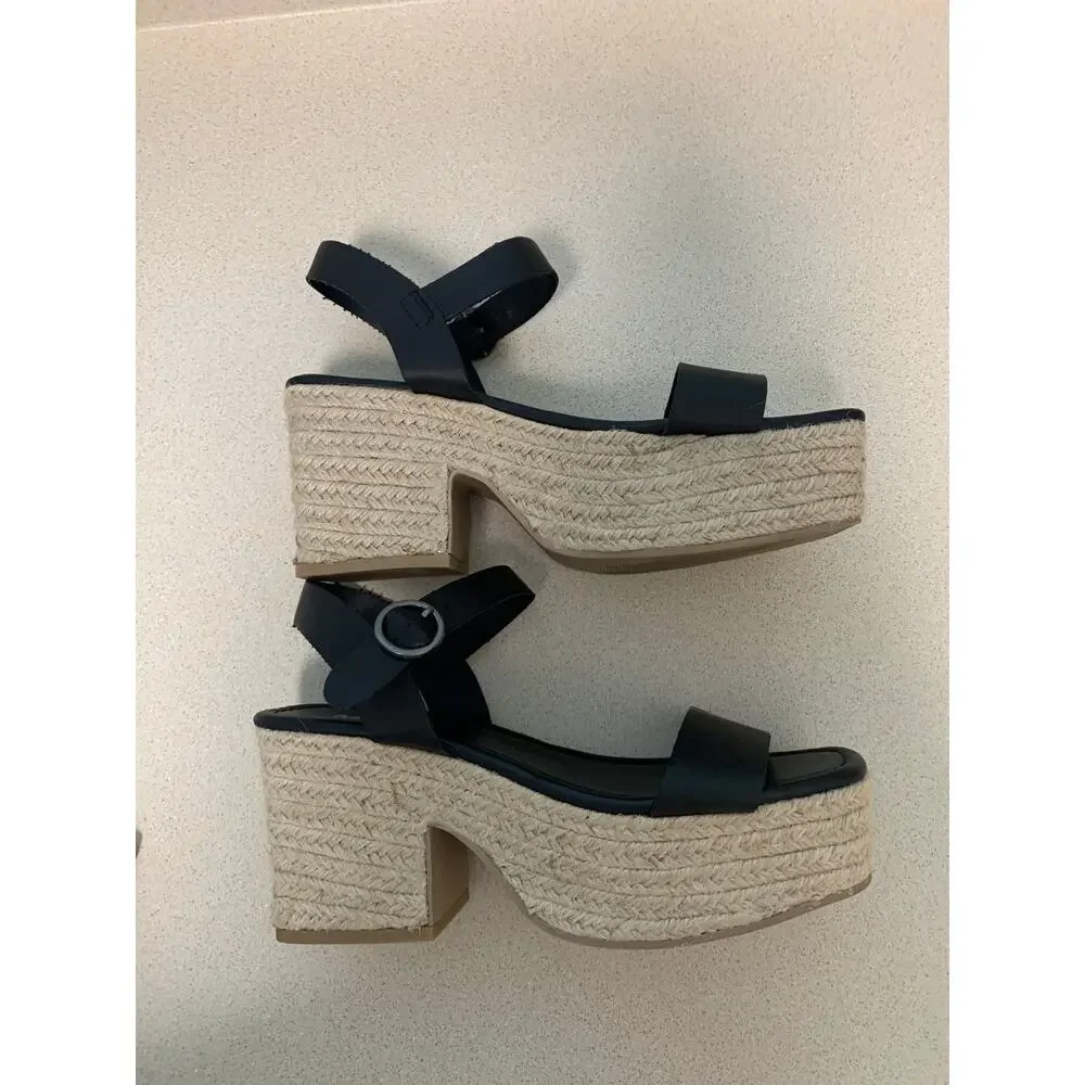 MIA Nichele Platform Espadrille Sling Back Heel Faux Leather Sandal Size 8.5